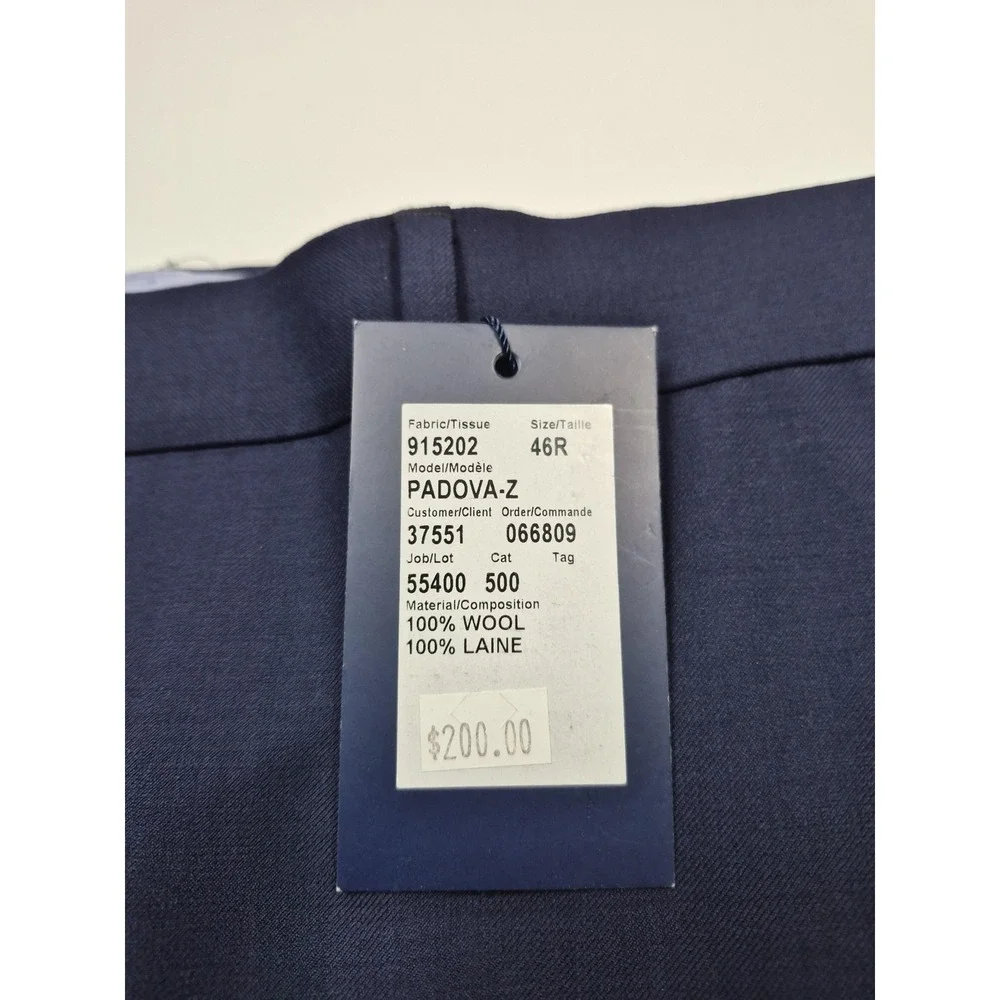 S. Cohen Dress Pants Mens 40x36 Blue Wool Flat Front Unhemmed Formal NWT